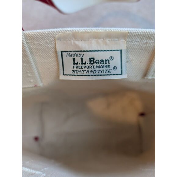Vintage 80s Small Red LL Bean Zip Boat and Tote Long Strap Stiff Canvas Made USA - Picture 4 of 6